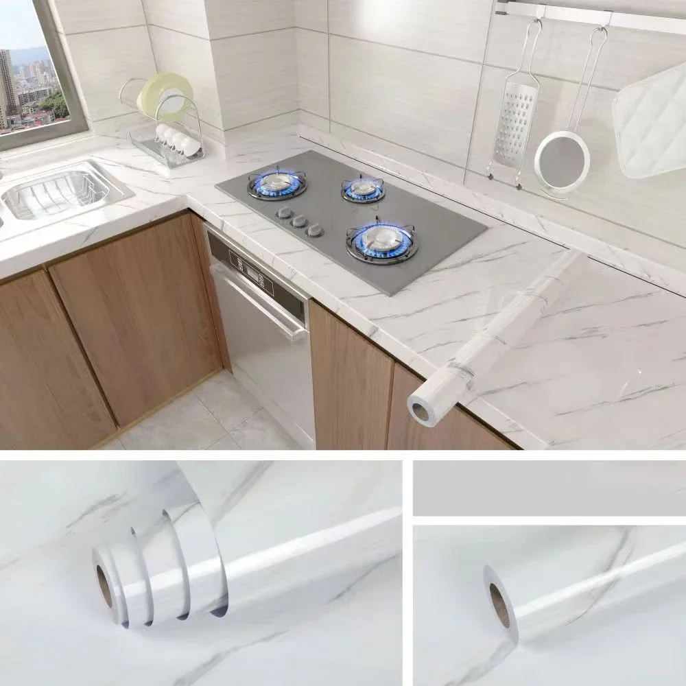 Marble-Pattern PVC Vinyl Wall Stickers/Wallpaper Suitable For Kitchen Backsplashes Countertops Tabletops And Cabinets.