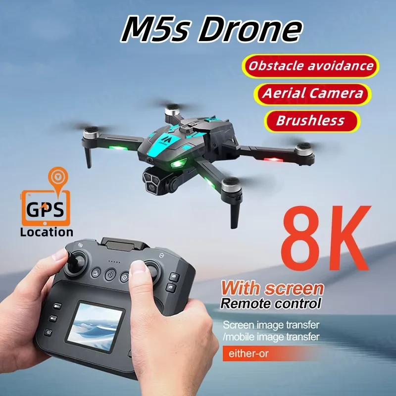 Xiaomi m5s drone 8k profissional hd cam 5g wifi com tela de controle remoto quadcopter fluxo óptico evitar obstáculos drone