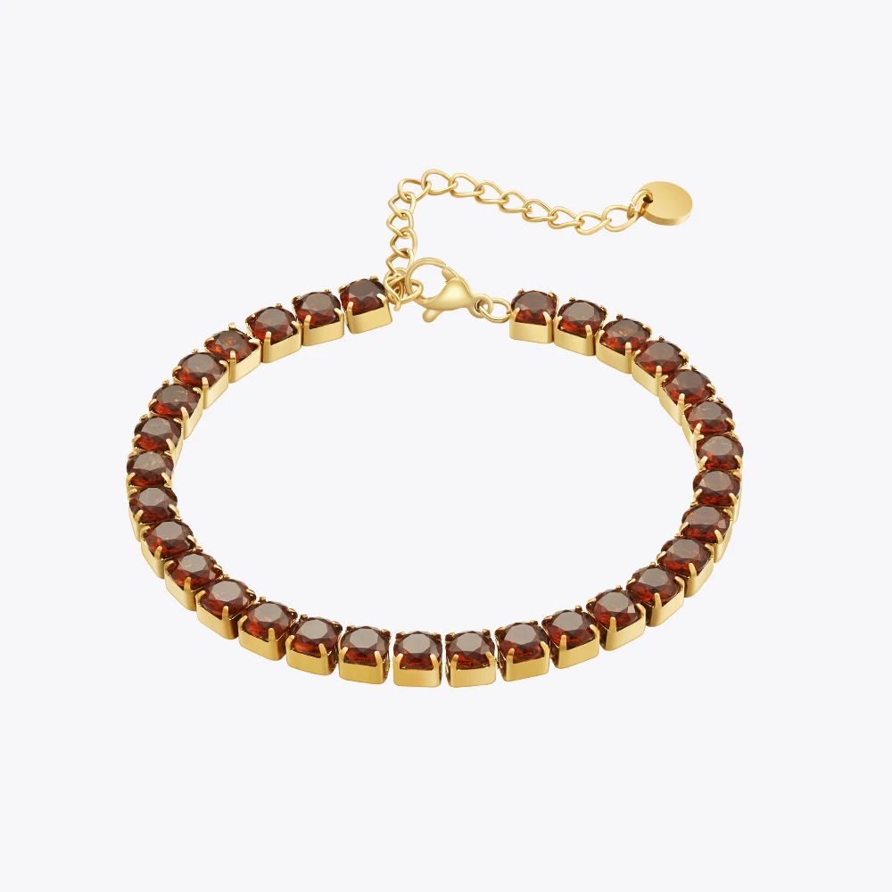 ENFASHION Pulseras Brown Zircon Bracelet For Women's Stainless Steel Fashion 18k Plated Gold Fashion Jewelry Party Gift B242447