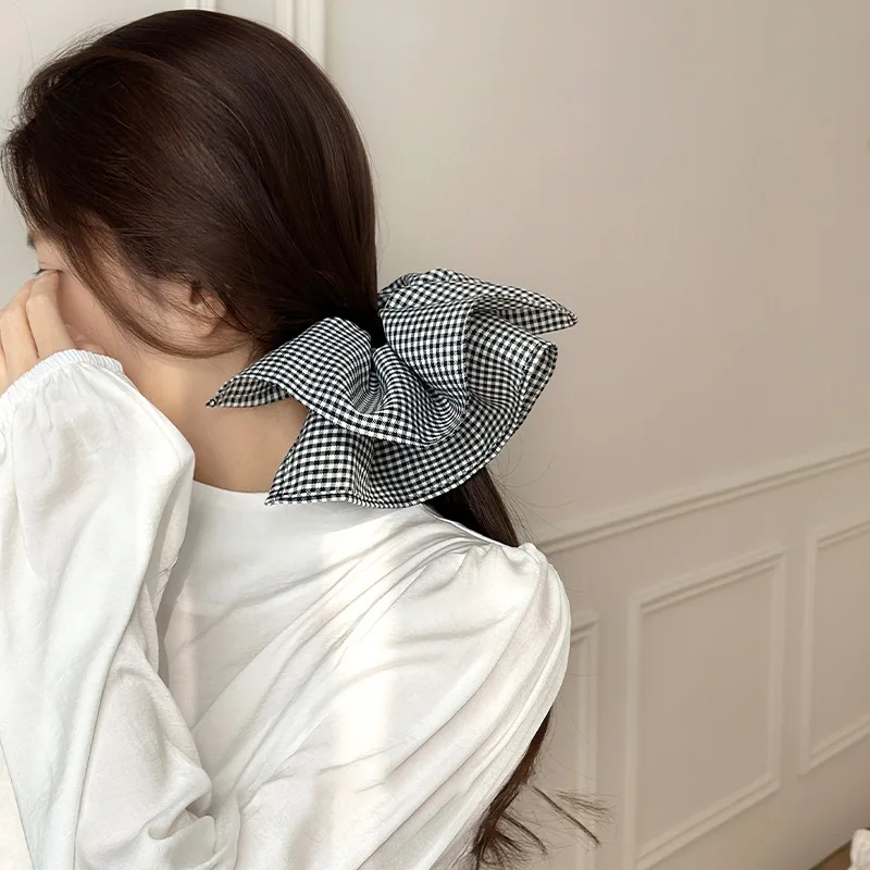 Oversized Plaid Large Intestine Hairbands Skirt Shaped Hair Rope Elegant Women Hair Scrunchies Ponytail Headdress Accessories