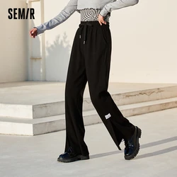 Semir Pants Women White Wide-Leg Pants Split 2022 Spring New Pants Women'S Knitted Casual Pants Drape