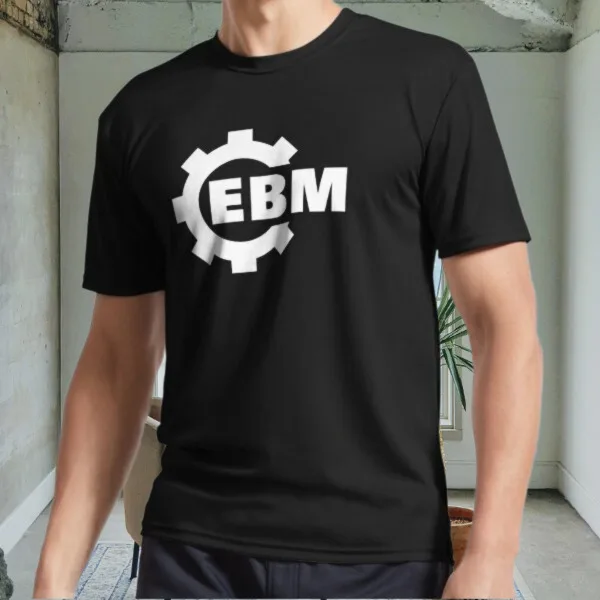 New EBM Techno Dark Active Logo Men's Black T Shirt Funny Size S to 5XL