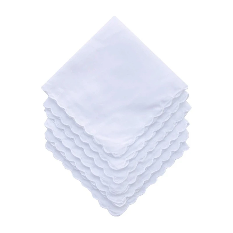 Women and Men Solid White Hankies Absorbent Cotton Handkerchiefs for Embroidery