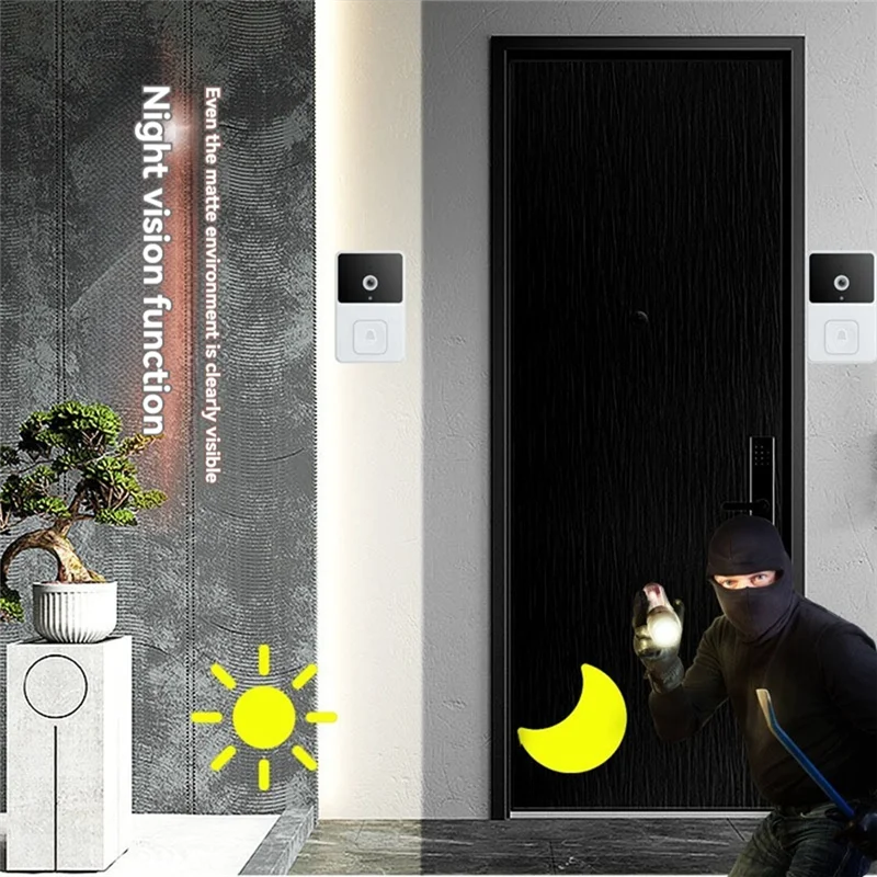 Abmf-video kit de campainha inteligente sem fio wi fi vídeo campainha câmera visão noturna áudio bidirecional armazenamento em nuvem campainha de segurança