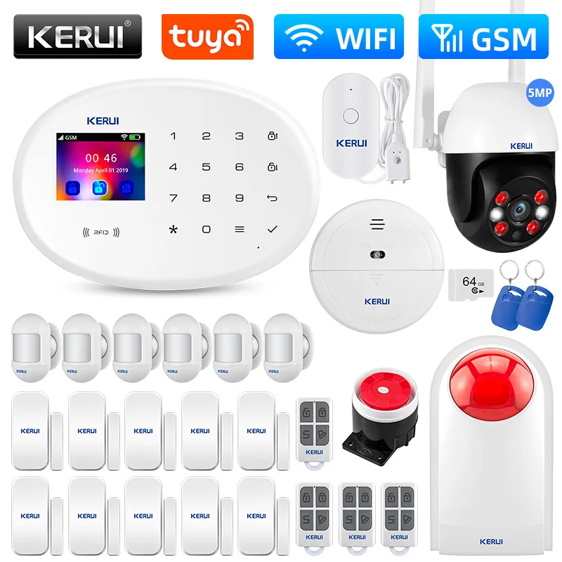 KERUI W202 Tuya WIFI GSM Alarm System Smart Home Security Alarm Kit RFID APP Remote Control Wireless Motion Sensor Detector