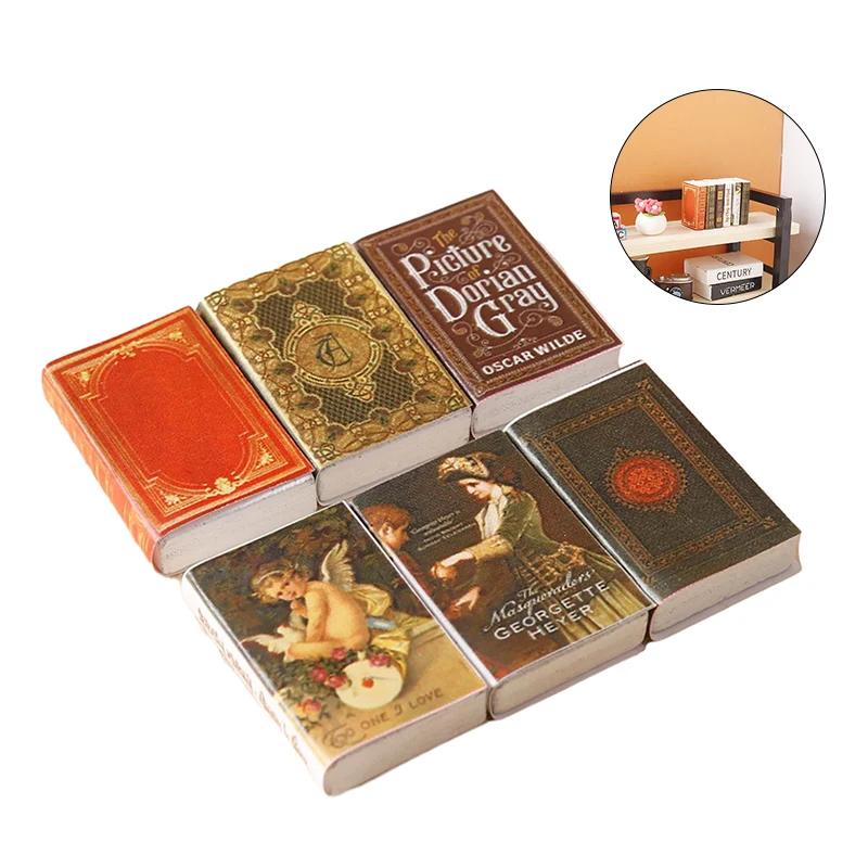 6Pcs 1:12 Dollhouse Miniature Book Comic Book Small Books Mini Model Kids Pretend Play Toys Doll House Accessories