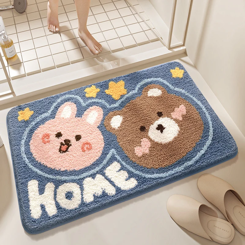 Soft floor mat small fresh cartoon flower carpet family entrance carpet bedroom toilet bathroom door absorb foot pad