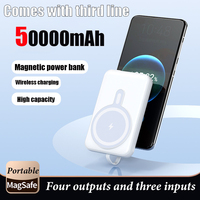 Magsafe portable power bank wireless magnetic built-in 3-wire 50000mAh large capacity power bank fast charging for Xiaomi 14