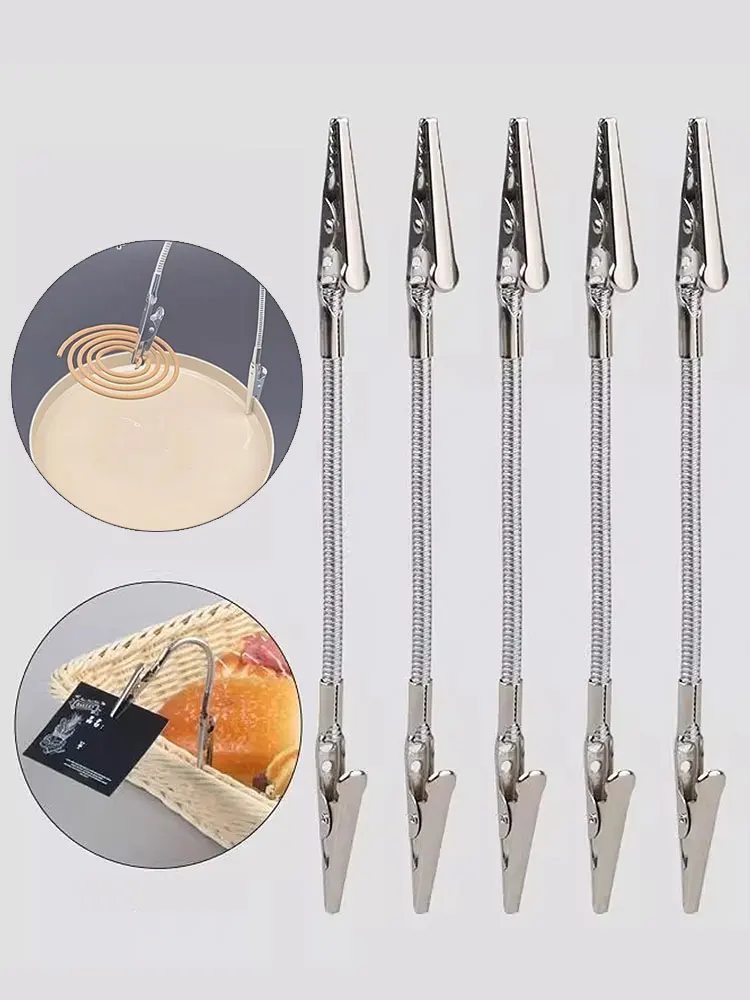 1/2/3pcs, double headed metal clip, crocodile mosquito coil clip, bendable advertising label clip, clip for Aromatic metal clip