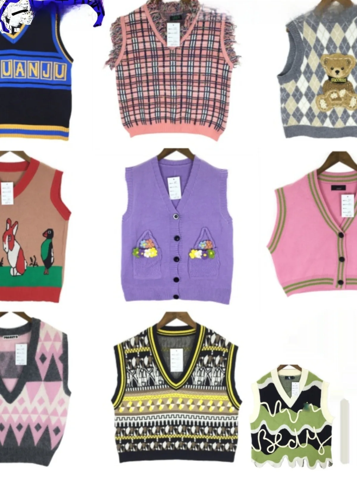 

Винтажный художественный вязаный жилет Twist в стиле ретро с героями мультфильмов, школьный Sle, универсальный, теплый, V-Ne Svel, четыре сезона, цвет