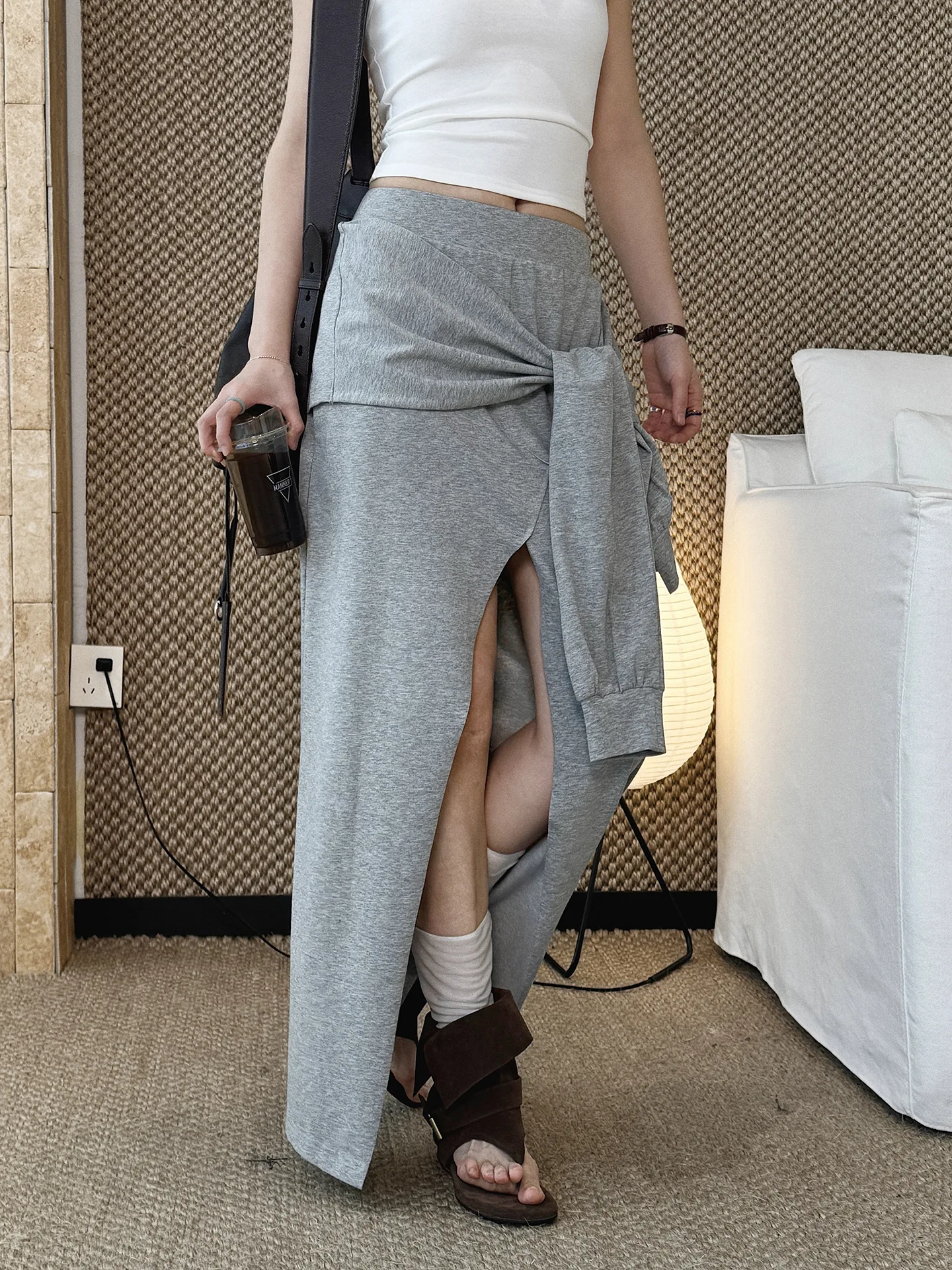 Summer Fashion Waist Sleeve Strap Half body Skirt Half wrap Long Dress for Women