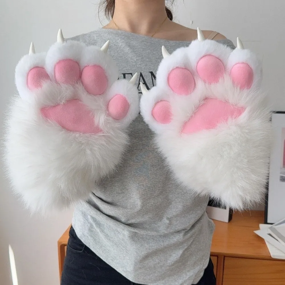 Neue Plüsch-Cosplay-Katzenpfoten-Handschuhe Quietschende Cartoon-Katzenkrallen-Fäustlinge Verdickte Tierfell-Handschuhe Requisiten