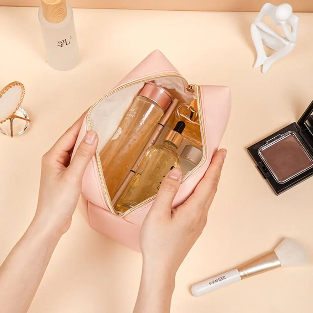 كريم اللون سعة كبيرة غسل الحقيبة حقائب مكياج المرأة حقيبة أدوات الزينة حقائب مستحضرات التجميل أكياس التخزين الكورية السفر المنظم #3