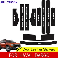 For Haval Dargo 2022 2024 Car Door Sill Leather Stickers Rotection Plate Carbon Fiber Threshold Rear Bumper Trunk Accessories