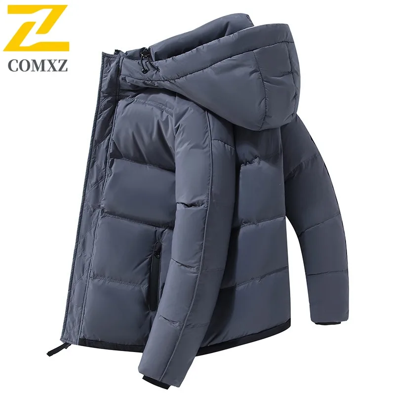 

COMXZ Men Winter Thickened Workwear Cotton Jacket American style Fleece-Lined Hooded Parka Windproof Casual Overcoat Fit Camping