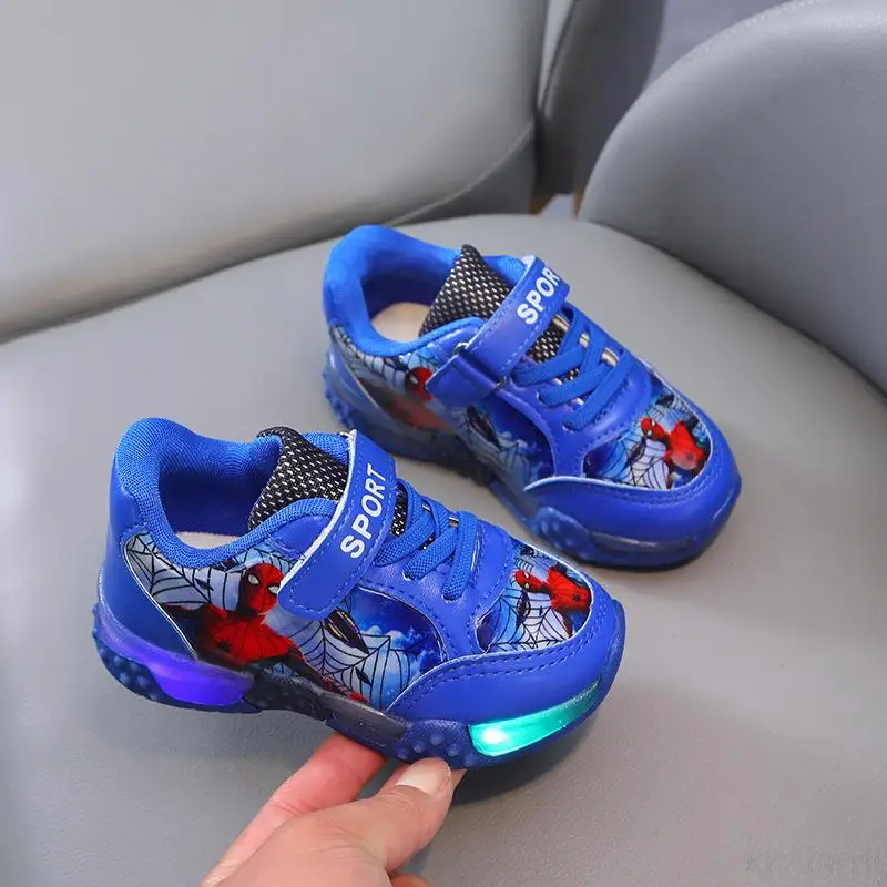 Spiderman Kids Baby Boys Sneakers Children Glowing Kids LED Light Shoes Chaussure Enfant Girl Running Sport Casual Shoes