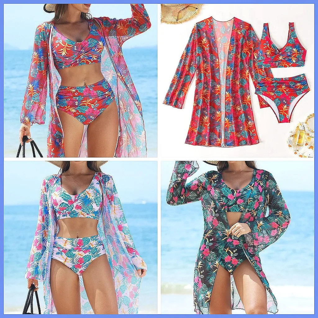 

2026 Sexy Push Up Bikini Set - 3 Piece Women's Swimwear for Beach & Pool