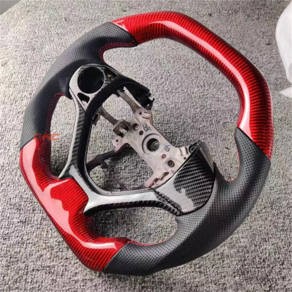 

Customized red Carbon Fiber black Perforated Leather steering wheel For H-onda C-ivic 9th 2012 2013 2014 2015
