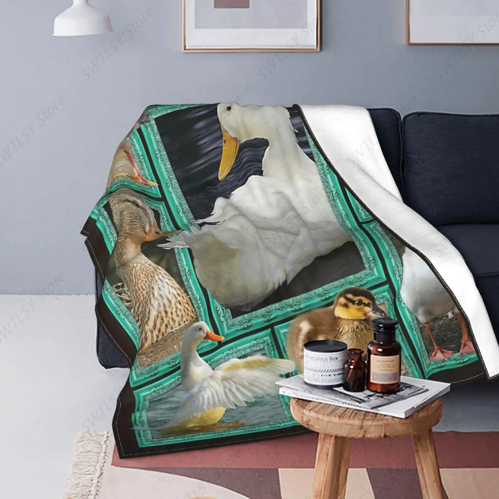 Duck Decor Throw Blanket - Warm, Soft, Plush, Lightweight Fleece Flannel Goose Stuff Blanket - Gifts for Girls, Boys, Kids, Baby