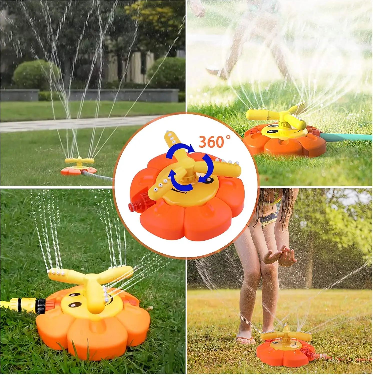 

Children's outdoor sprinkler toy with rotating water spray column nozzle can be connected to the water pipe summer garden water