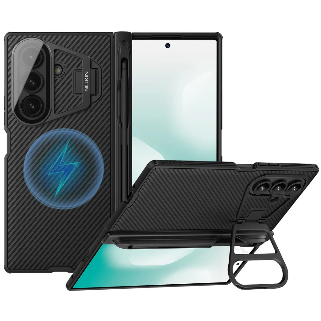 

Nillkin Magnetic Case for Samsung Galaxy Z Fold 7 with Stylus Pen Kickstand Built-in Camera Protector Hinge Protection