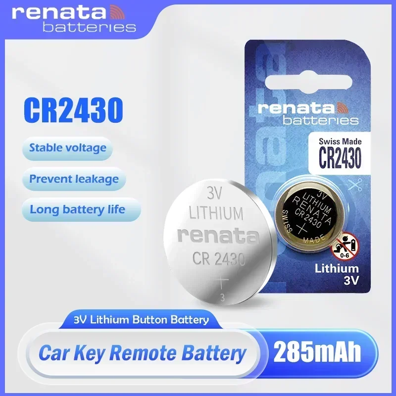 1-3PCS RENATA CR2430 CR 2430 3V Lithium Battery DL2430 BR2430 KL2430 For Car Key Remote Control Watch Toy Button Coin Cell