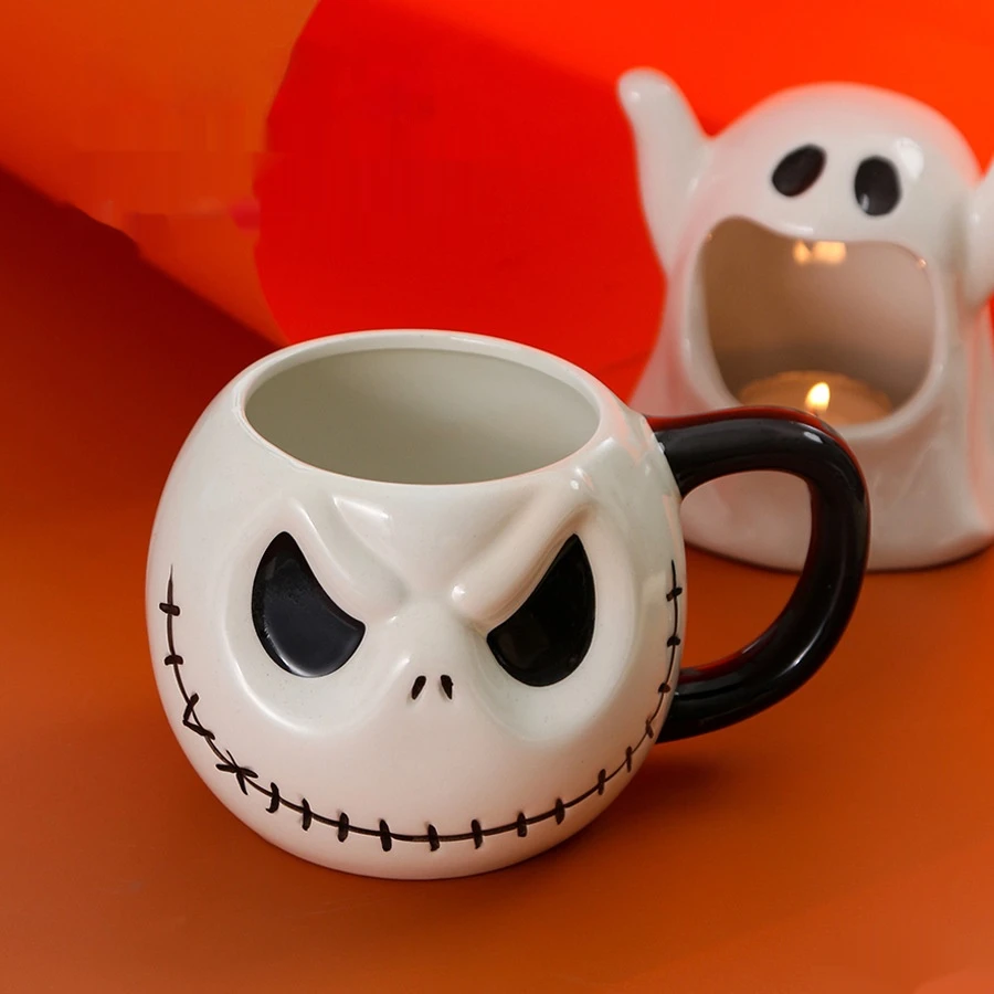 Personalized Ghost Shaped Ceramic Mug Office Funny Water Cup Creative Halloween Gift Cup