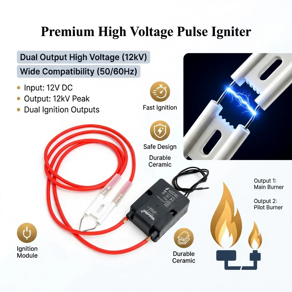 220V-240V High Voltage Pulse Igniter Transformer High Voltage Wire Ceramic Ignition Needle Diesel Methanol Waste Oil Burner Part