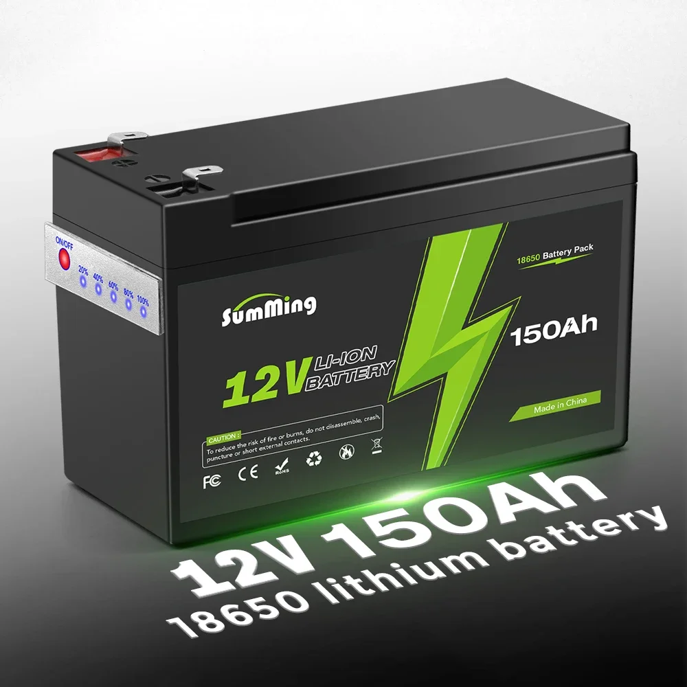 

Lithium Battery 12V 150Ah 4000+ Deep Cycle Lithium Iron Phosphate Rechargeable with BMS for Small UPS, Solar Power, Fish Finder