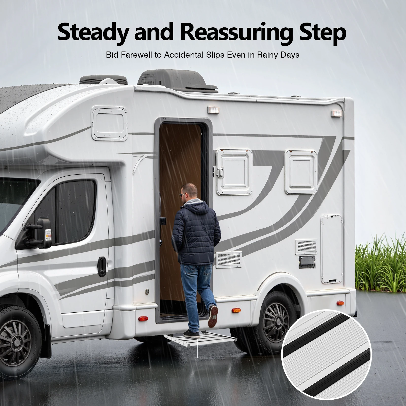 للطي RV خطوة مع مصباح ليد 12 فولت RV تخييم خطوة دليل RV خطوة الإضاءة الليلية مرافقة للطي RV خطوة