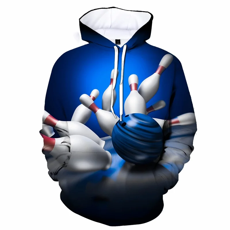 3D Print Bowling Ball Hoodie For Men Long-sleeved Cool Pullover Personality Hoodies Kids Sweatshirt Outdoor Sportwear Clothing