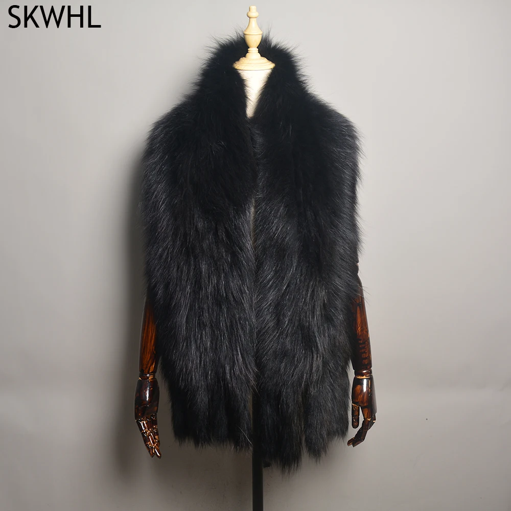 

Genuine Real Fox Fur Collar Shawl 100% Natural Fox Scarf For Women Neck Warm Fur Muffler Real Fox Fur Big Scarves Female Wrap