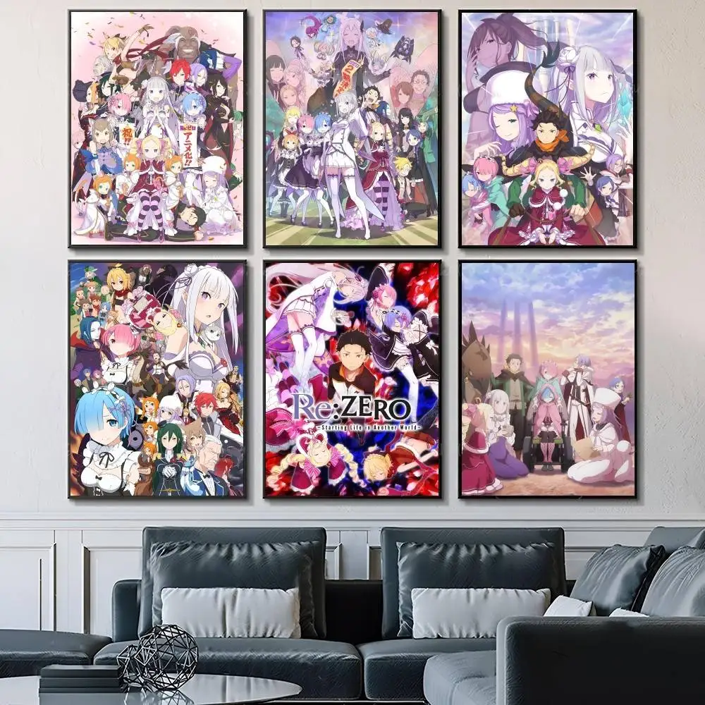 Anime R-Re Life in a Different World from Z-Zero Posters Fancy Wall Sticker for Living Room Bar Decoration Wall Decor