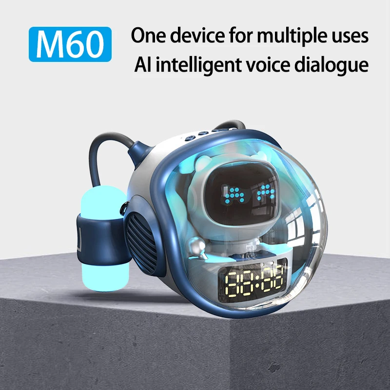 

Spacecraft Bluetooth Audio Multi-functional TF Card Clock AI Intelligent Intercom Alarm Clock Colorful Night Light Audio Speaker