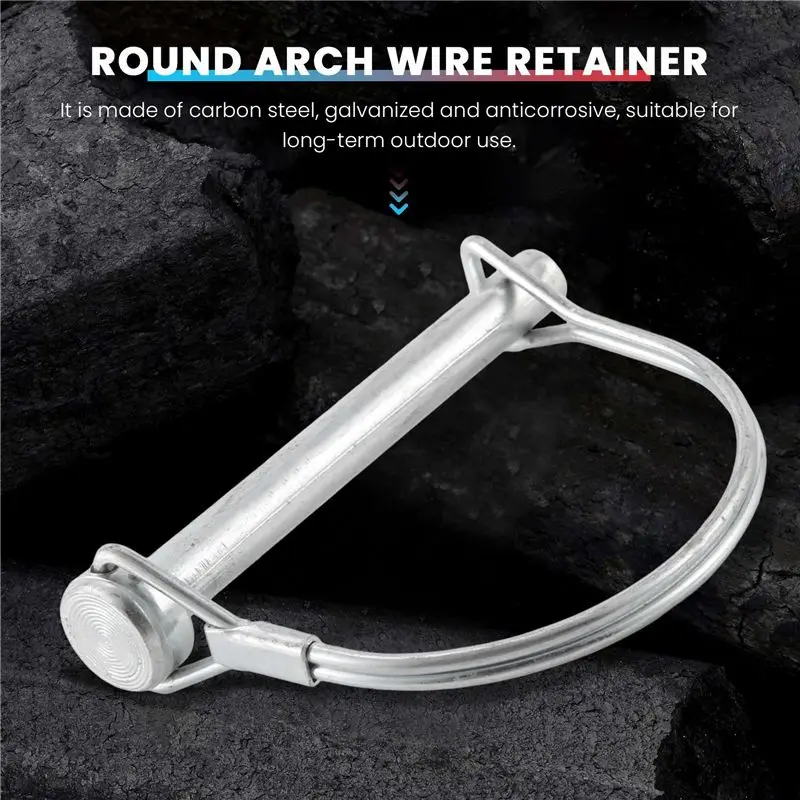 AA83 10Pcs Wire Lock Pin, 5/16 Inch Shaft Locking Pin Hitch Pin with Round Arch Wire Retainer for Farm Trailers Lawn Garden