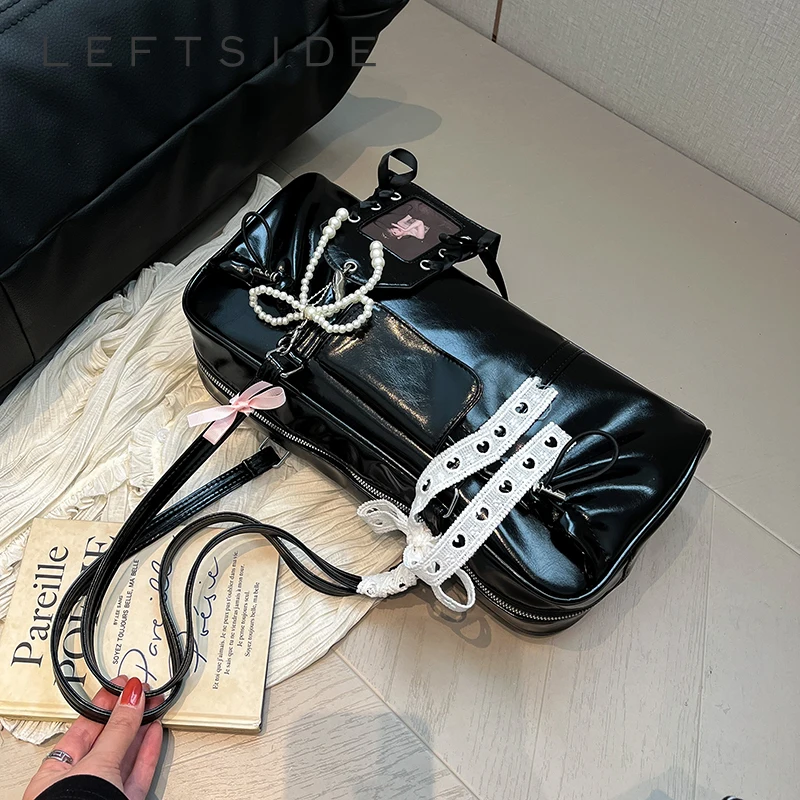 

LEFTSIDE Women PU Leather Square Shoulder Bag 2025 New Trend Fashion Short Handle Underarm Bag Female Solid Handbags and Purses