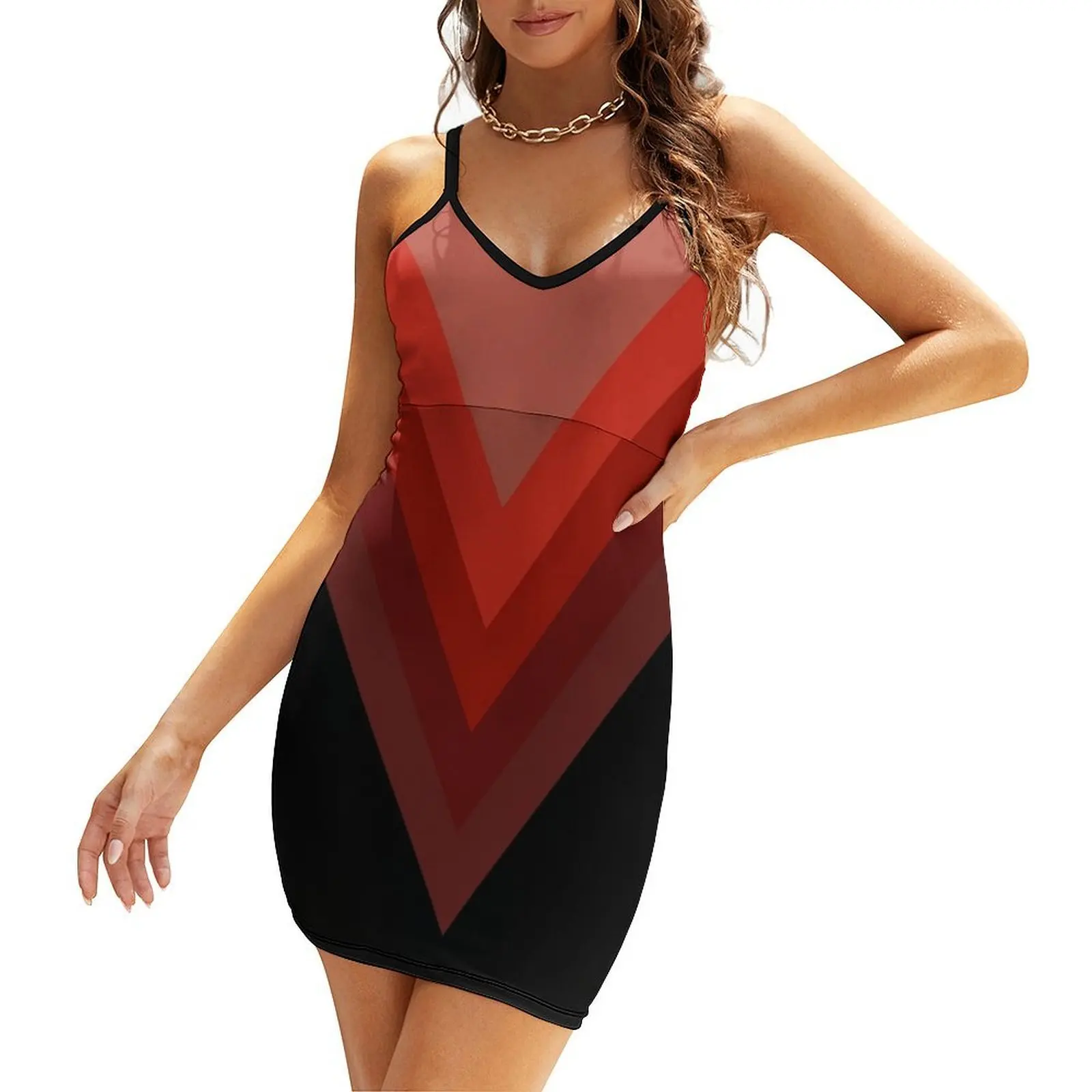 

Shades Of Red Triangles Arrow Sling Dress Dress women womans clothing luxury dress wedding guest 2025