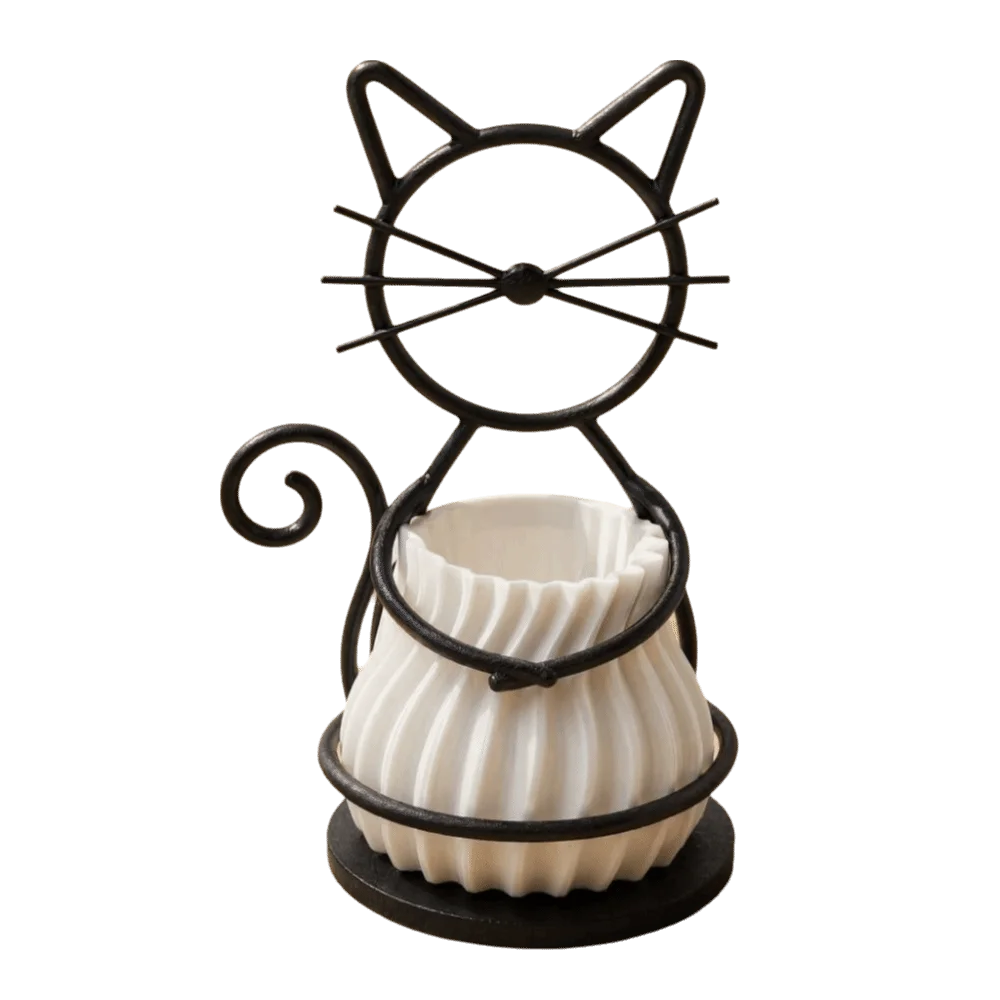Vase décoratif en forme de chat imprimé en 3D, ornements multifonctionnels, vase à fleurs de bureau, décoration créative pour la maison, boîte à pinceaux de maquillage, cadeaux