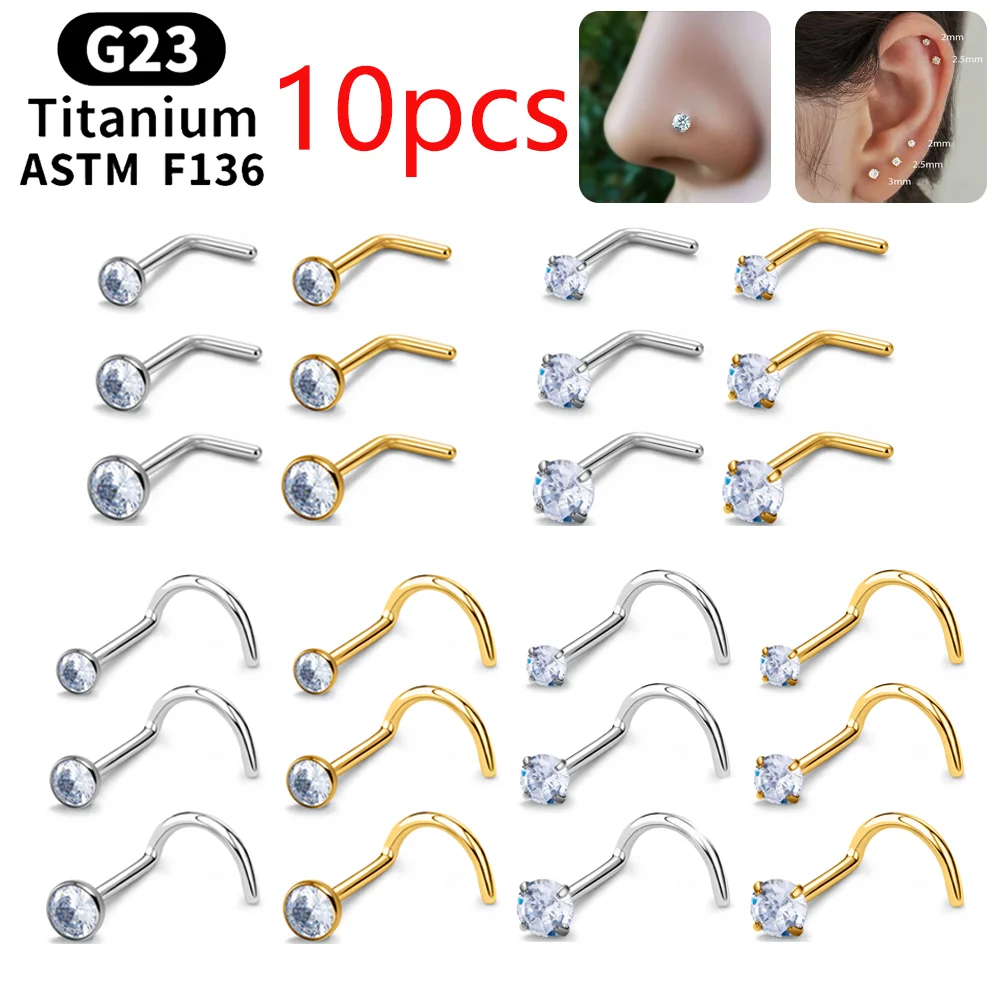 

10pcs G23 Titanium piercing 20G L twist ZC Labret sexy nose Studs ear stud Cartilage Helix Tragus Lip Stud Body Piercing Jewelry