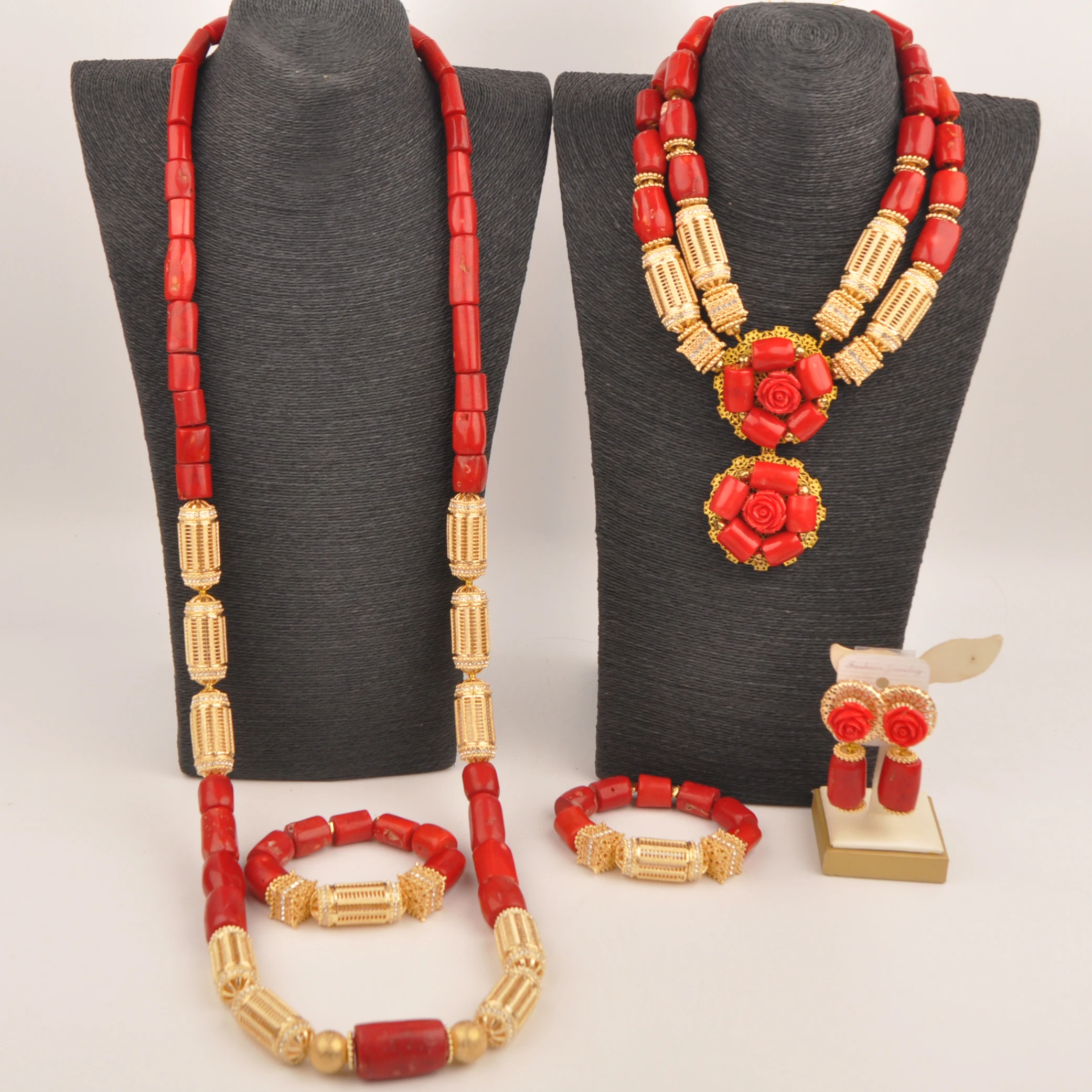 

Natural Coral Wedding Necklace Africa Collection Red Nigerian fashion jewelry