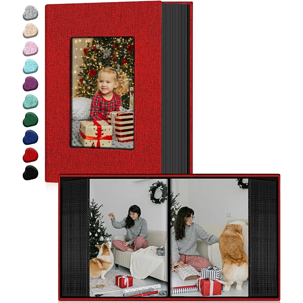 

Photo Album 4x6,Linen Cover Slide-in Photo Album Book Can Holds 100 4x6 Photos with 50 Black Sheets for Family,Wedding