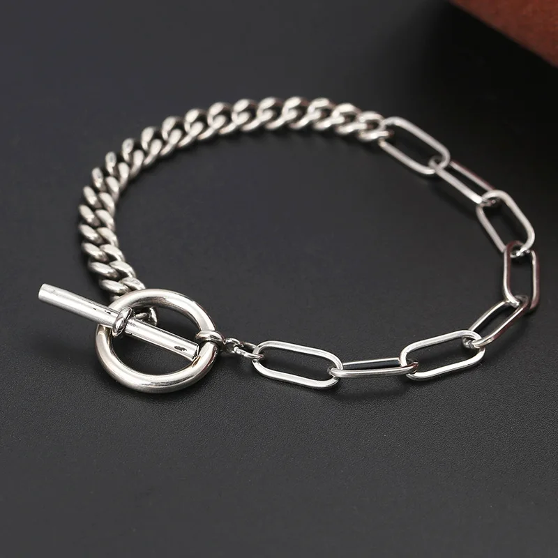 ornament Thai silver Korean style creative stitching bracelet women's retro personalized and Mori wrist thin chain