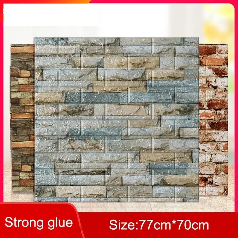 

1/5/10Pcs77*70CMBrick Wall Stickers Decor Self-Adhesive Waterproof Wallpaper For Kids Room Bedroom 3D Wall Sticker Brick decor