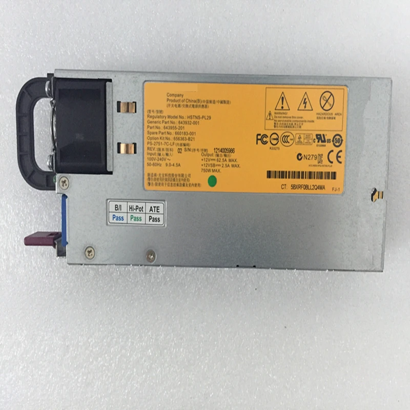New PSU 750W Power Supply DPS-750AB-3 A HSTNS-PD29 HSTNS-PL29 656363-B21 643932-001 643955-001 660183-001 DPS-750AB-3A