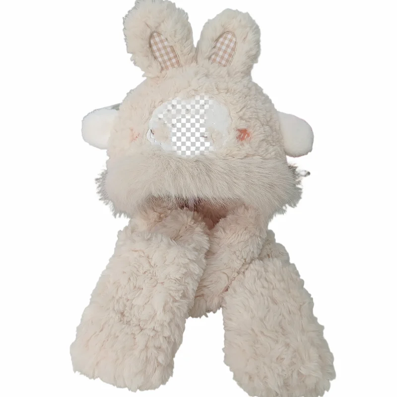 

Плюшевая шапка Labubuis с рисунком 4-12 лет, уличный пушистый коралловый бархатный зимний шарф 2-в-1, шапка для детей, подарок