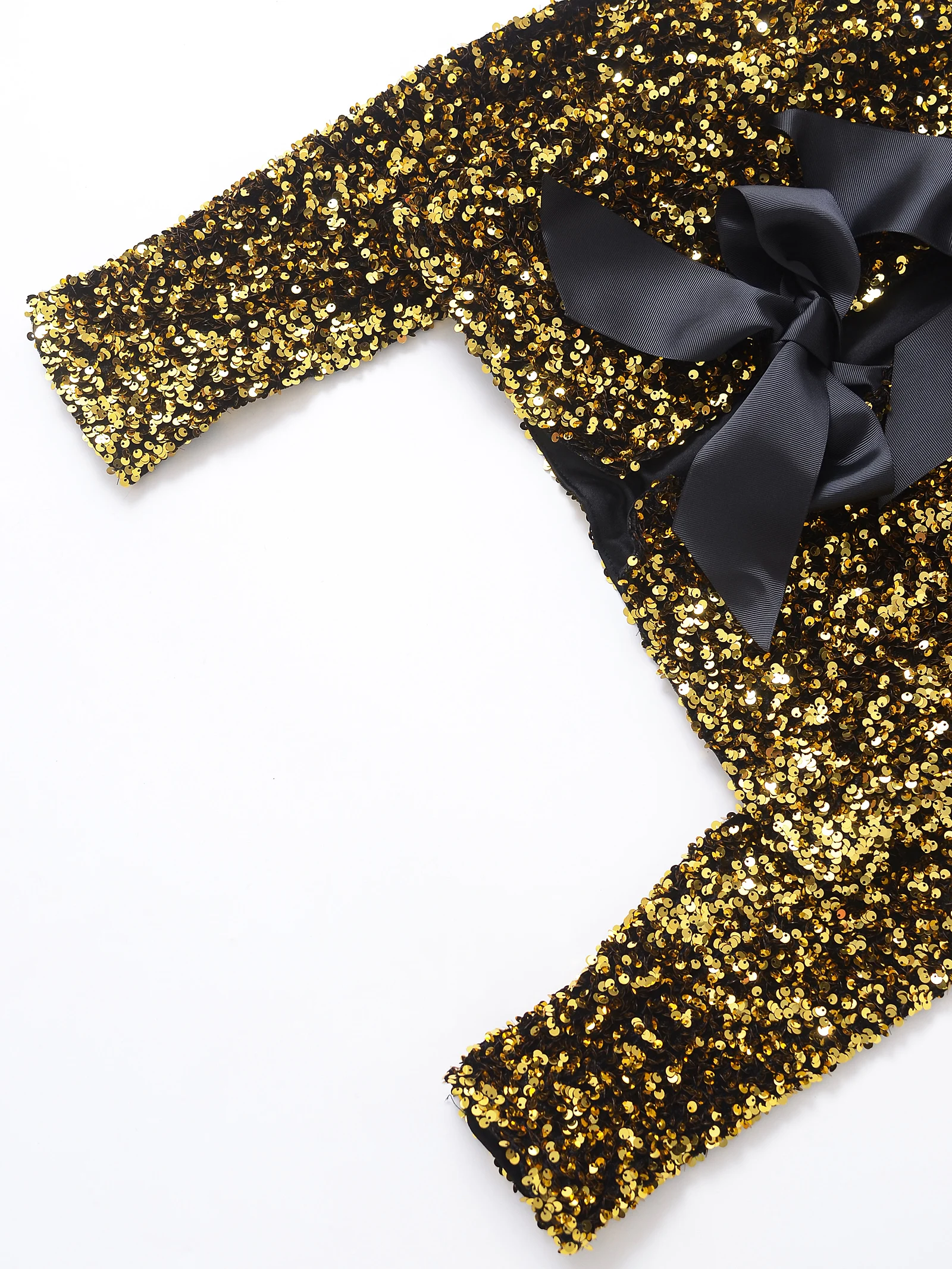 Veste courte ample et décontractée pour femmes européennes et américaines, style de rue, avec nœud noué, haut à paillettes