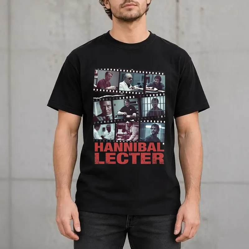 Hannibal Lecter Will Graham Graphic T Shirt, TV Series Horror Fan Unisex Tee Retro Dark Academia Gothic Casual Short sleeve Tops