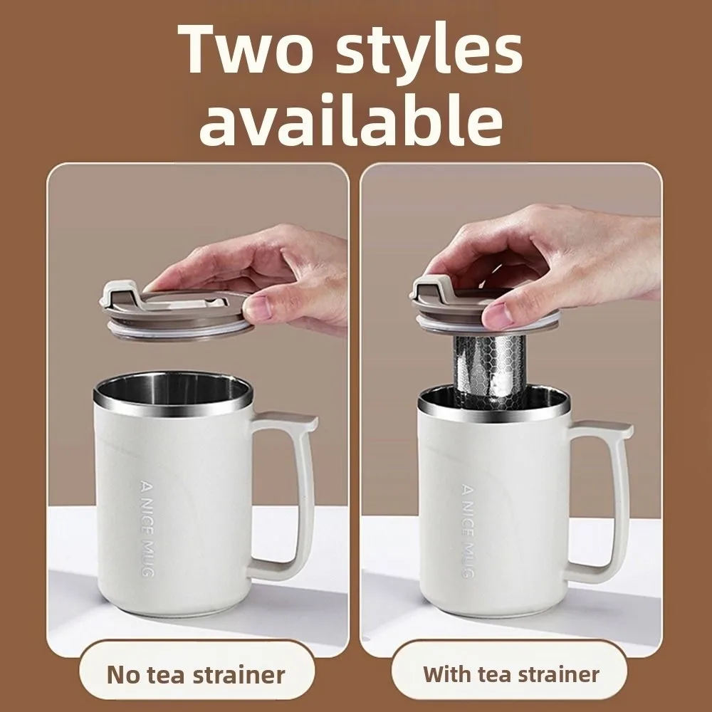 

500ml Insulated Coffee Cup Stainless Steel Double-layer Thermos Cup Leak-proof with Tea Strainer Vacuum Water Bottle