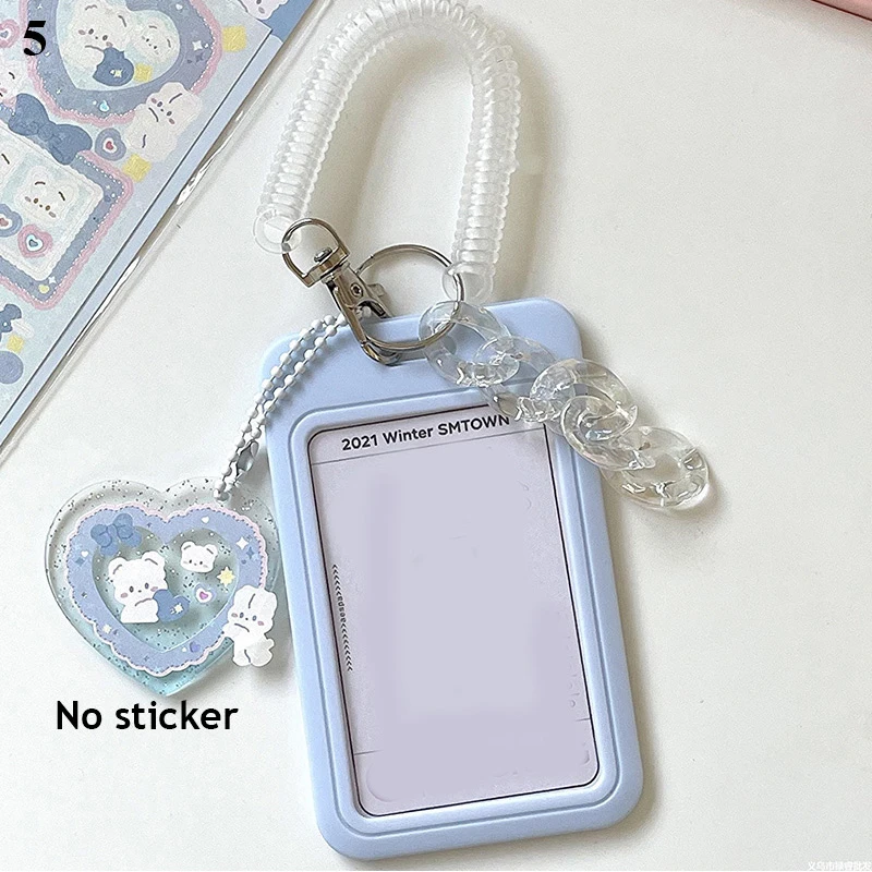 3 Inch Acrylic Photocard Holder Cute Album Photo Card Holder Girls Bus Card ID Holder Student Pendant Keychain