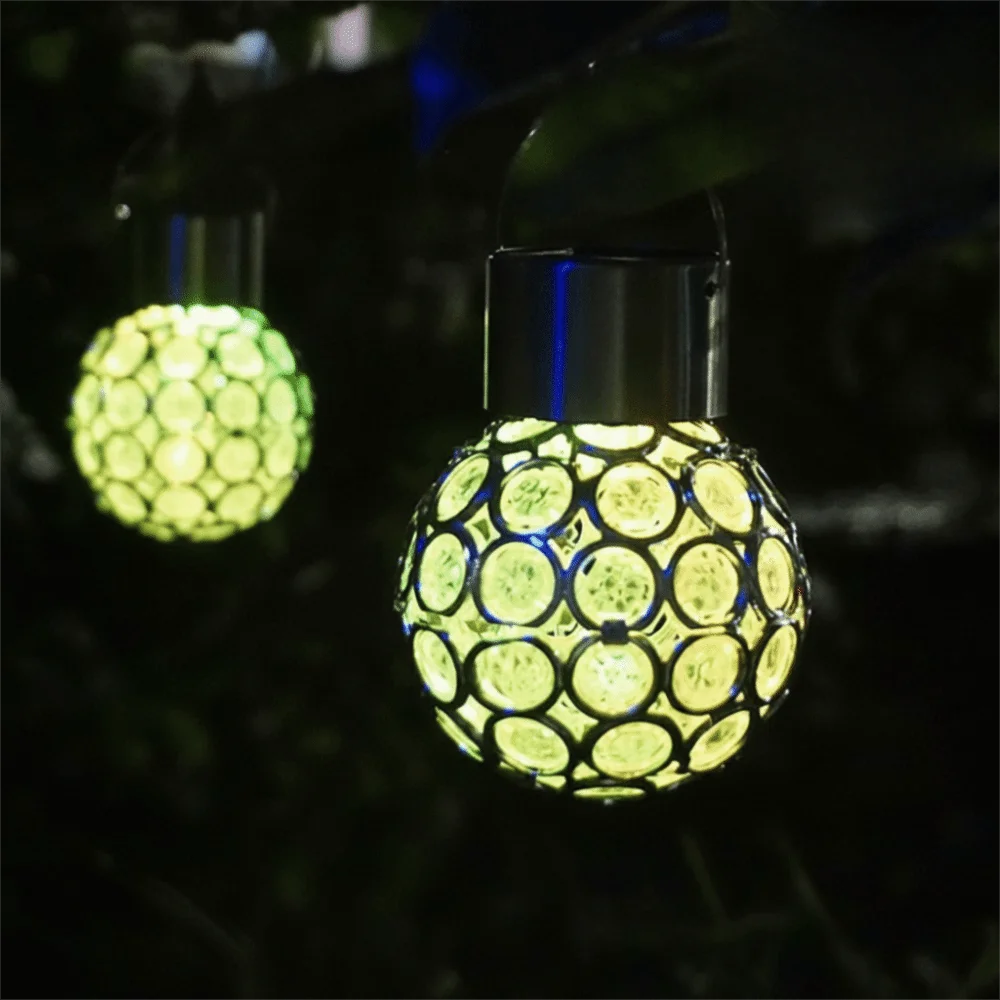 Garden Waterproof Solar Lights Motion Sensor Multicolor LED Lights Glass Chandeliers Crystal Ball Lanterns Garden